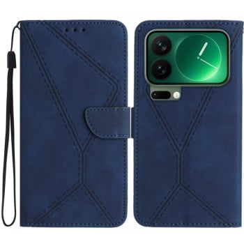 Чехол-книжка Stitching Embossed Leather на Xiaomi 17 Pro — синий