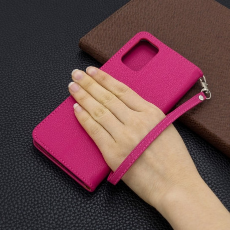 Чохол-книжка Litchi Texture Pure Color Samsung Galaxy S20+Plus -пурпурно-карсний