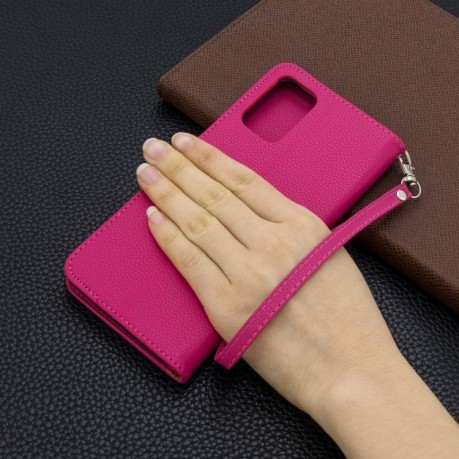 Чохол-книжка Litchi Texture Pure Color Samsung Galaxy S20 Ultra- пурпурно-червоний