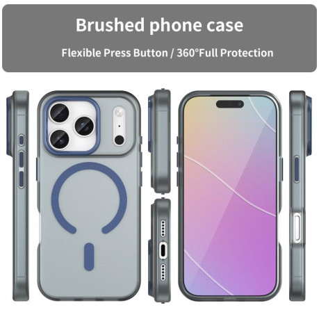 Противоударный чехол MagSafe Frosted Translucent TPU + PC для iPhone 17 Pro - синий