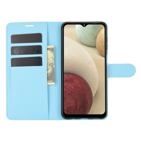 Чохол-книжка Litchi Texture на Samsung Galaxy A12/M12 - блакитний