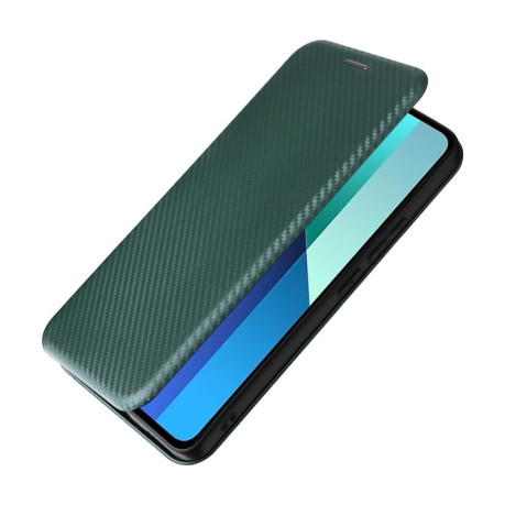 Чехол-книжка Carbon Fiber Texture на Xiaomi Redmi Note 13 4G - зеленый