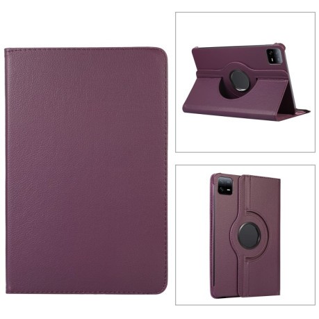 Чехол-книжка 360 Degree Rotation Litchi для Xiaomi Pad 7 Pro / Pad 7 - фиолетовый