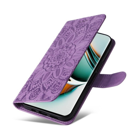 Чехол-книжка Embossed Sunflower для Realme 11 Pro 5G/11 Pro+ 5G - фиолетовый