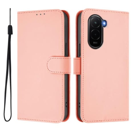 Чехол-книжка с мягким покрытием (Skin Feel) со шнурком на Xiaomi Poco M7 4G 169mm - розовый