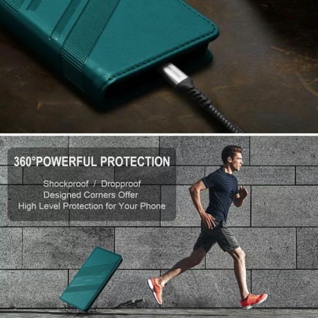 Чехол-книжка Embossed Multi-functional Wallet Retro Leather на Realme GT7 Pro - зеленый