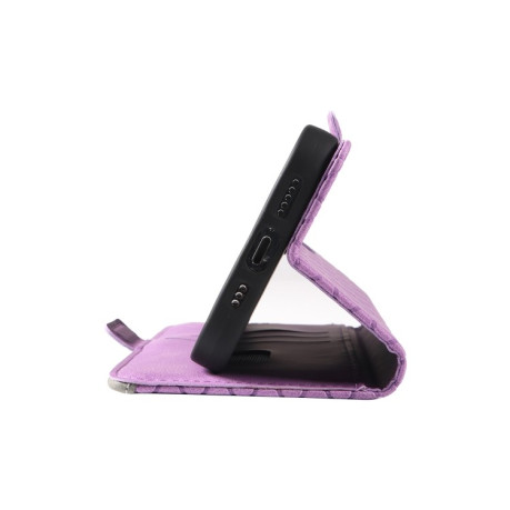 Чехол-книжка Dual-color Rhombic Lattice Leather для Samsung Galaxy S24 FE 5G - фиолетовый