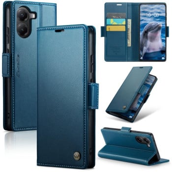 Чехол-книжка CaseMe 023 Butterfly Buckle Litchi Texture RFID Anti-theft Leather для Xiaomi Poco X7 Pro - синий
