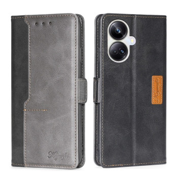 Чехол-книжка с магнитной застежкой и контрастной отделкой на Realme 10 Pro+ 5G - серый