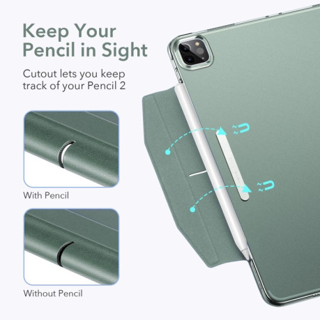Чехол-книжка ESR Ascend с держателем для Apple Pencil на iPad Pro 11 2021 - зеленый