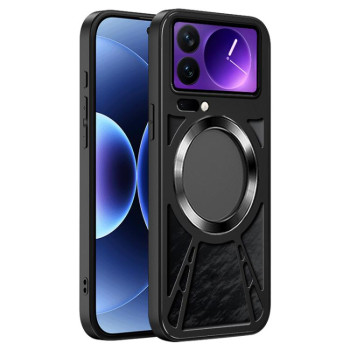 Силиконовый чехол Silicone Cooling Hollow Metal MagSafe на Xiaomi 17 Pro Max — чёрный