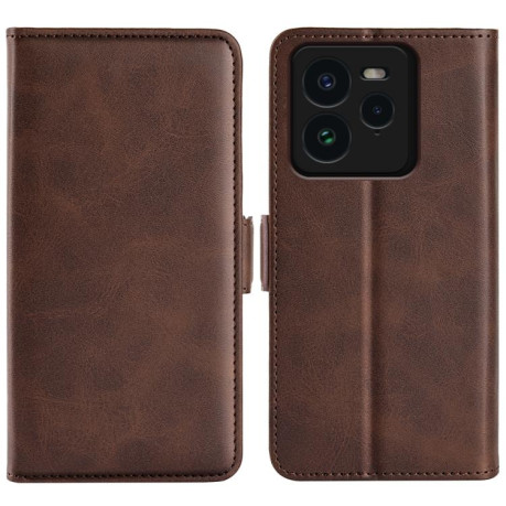 Чехол-книжка Dual-side Magnetic Buckle для Realme GT 7 Pro 5G - коричневый