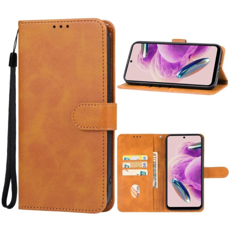 Чехол-книжка EsCase Leather для Xiaomi Redmi Note 12S - коричневый