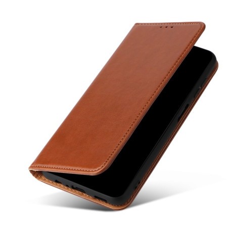 Кожаный чехол-книжка Fierre Shann Genuine leather  для Samsung Galaxy A35 5G - коричневый