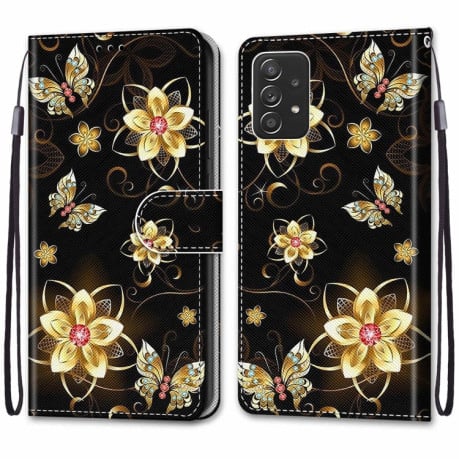 Чехол-книжка Coloured Drawing Cross для Samsung Galaxy A53 5G - Gold Diamond Butterfly