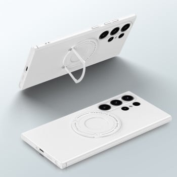 Противоударный чехол Matte Magsafe Magnetic with Trolley Holder для Samsung Galaxy S24 Ultra 5G - белый