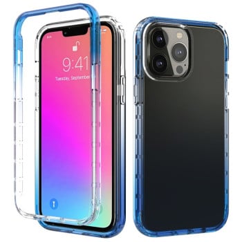 Противоударный чехол Two-color Gradual Change для iPhone 13 Pro Max - синий