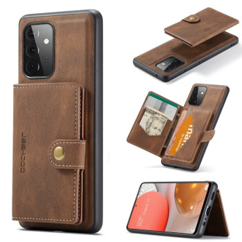 For Samsung Galaxy A72 5G JEEHOOD Retro Magnetic Detachable Protective Case with Wallet &amp; Card Slot &amp; Holder(Brown)