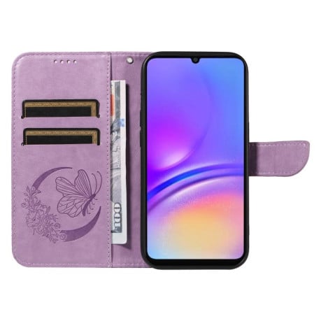 Чехол-книжка Swallowtail Butterfly Embossed Leather на Samsung Galaxy A07 5G - фиолетовый