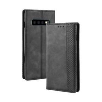 Кожаный чехол- книжка Magnetic Buckle Retro Texture на Samsung Galaxy S10/G973-черный