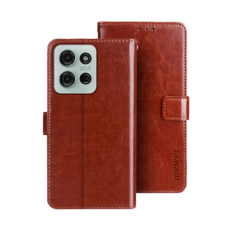 Чохол-книжка idewei Crazy Horse Texture для Motorola Moto G75 5G - коричневий