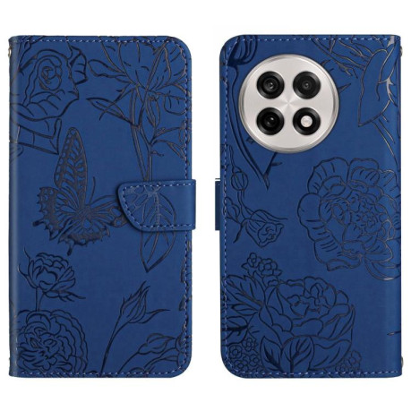 Чехол-книжка Butterfly Peony Embossed для OnePlus 13 - синий