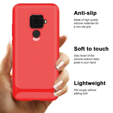 Противоударный чехол Carbon Fiber Texture на Xiaomi Redmi 10X / Note 9 - красный
