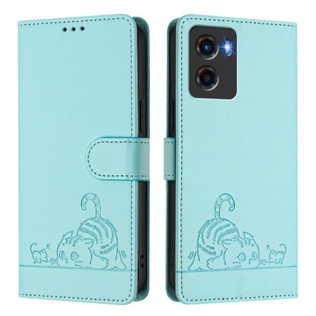 Чохол-книжка Cat Embossing Pattern на Motorola Moto G05 5G - зелений