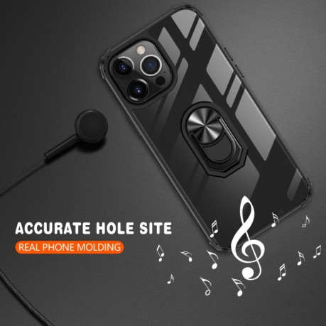 Противоударный чехол Acrylic Ring Holder на iPhone 14 Pro Max - черно-серебристый