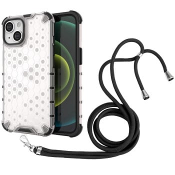 Протиударний чохол Honeycomb with Neck Lanyard для iPhone 14 - білий