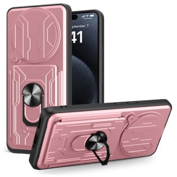 Чохол із шторкою на камеру Sliding Camshield та підставкою на Xiaomi Redmi Note 14 Pro+ 5G - рожеве золото