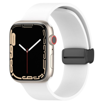 Силіконовий ремінець Magnetic Black Buckle Smooth для Apple Watch 10 46mm/Ultra 49mm / Series 8/7 45mm / 44mm / 42mm /42mm - білий