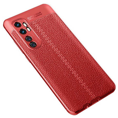Противоударный чехол Litchi Texture на Xiaomi Mi Note 10 lite - красный