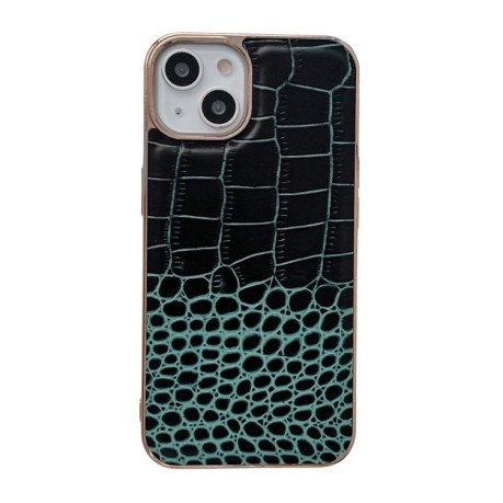Противоударный чехол Crocodile Texture Nano Electroplating для iPhone 14 - зеленый