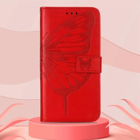 Чехол-книжка Embossed Butterfly для Realme 9 Pro Plus - красный