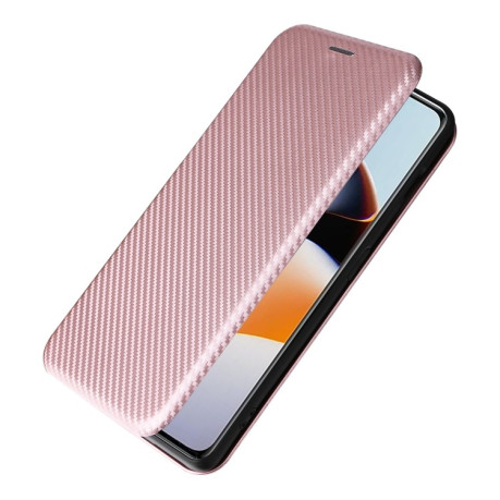 Чехол-книжка Carbon Fiber Texture на OnePlus 11R / Ace 2 - розовый