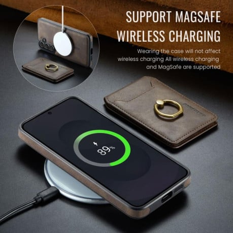 Чохол MAGKING K1 з MagSafe та кишенькою для карт+RFID на Samsung Galaxy S25 FE 5G - кавовий