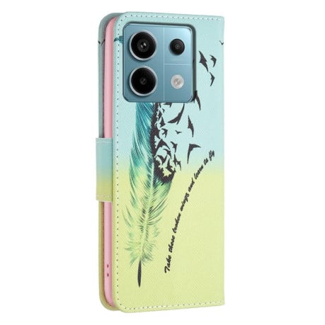 Чехол-книжка Colored Drawing Pattern для Xiaomi Redmi Note 13 Pro 5G/Poco X6 5G - Feather