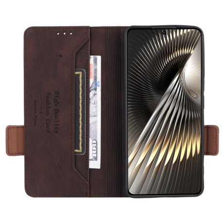 Чехол-книжка Magnetic Clasp Flip для Xiaomi Poco F6 - коричневый