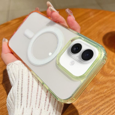 Чехол Contrast Color Gradient Transparent MagSafe для iPhone 17 - зеленый