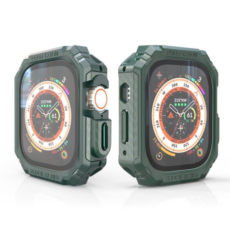 Противоударная накладка Carbon Fiber Contrast Color для Apple Watch Ultra 49mm - зеленая