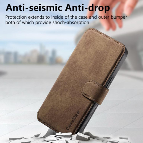 Чехол-книжка CaseNeo MagSafe RFID Anti-theft Retro Leather для iPhone 16e - коричневый