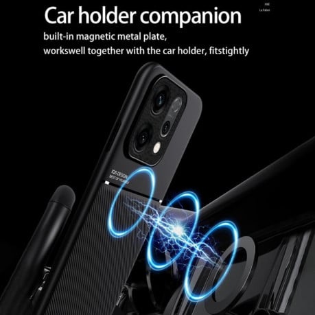 Противоударный чехол Tilt Strip Grain на OPPO Reno14 Global  - синий