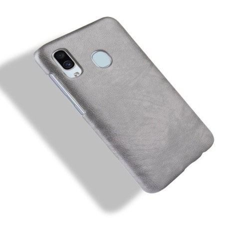 Кожаный чехол Litchi Texture на Samsung Galaxy A30-серый