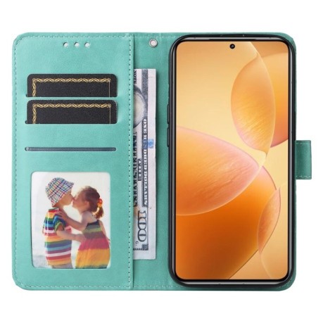 Чехол-книжка Embossed Sunflower для Xiaomi 14T Pro - зеленый