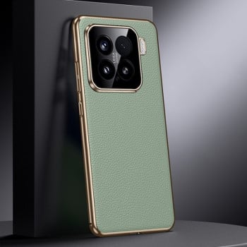 Чехол Genuine Leather для Xiaomi 15 - зеленый