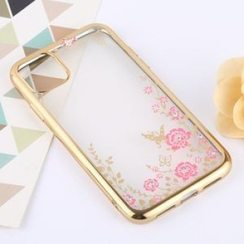 Ультратонкий силиконовый чехол Flowers Patterns Electroplating Soft на iPhone 11-золотой