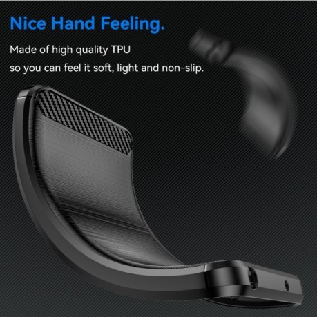 Противоударный чехол Brushed Texture Carbon Fiber на OPPO Reno12 F/12FS - черный