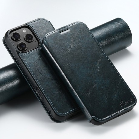 Чехол-книжка Suteni J05 Leather Magnetic MagSafe для iPhone 16 Pro Max - синий