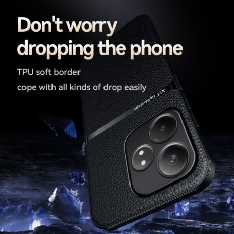 Противоударный чехол Litchi Leather Magnetic Full Coverage Shockproof на Realme GT Neo6 / GT Neo6 SE / GT 6 / GT 6T - желтый